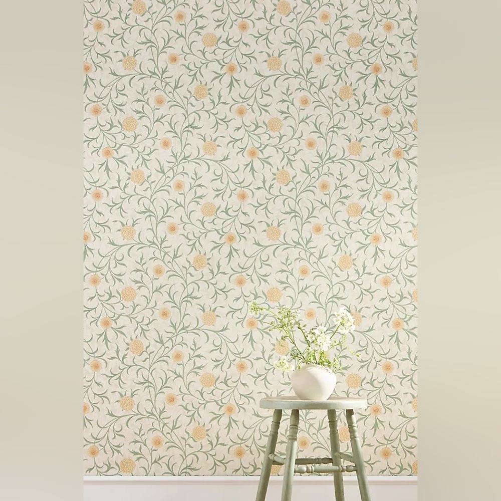 Anthropologie x Morris & Co. Scroll Leaves & Trees Thyme Pear Wallpaper Mural